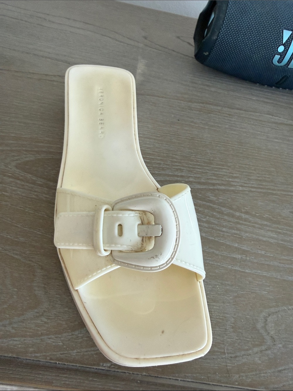 Verónica Beard  Cream Buckle Slide Mule